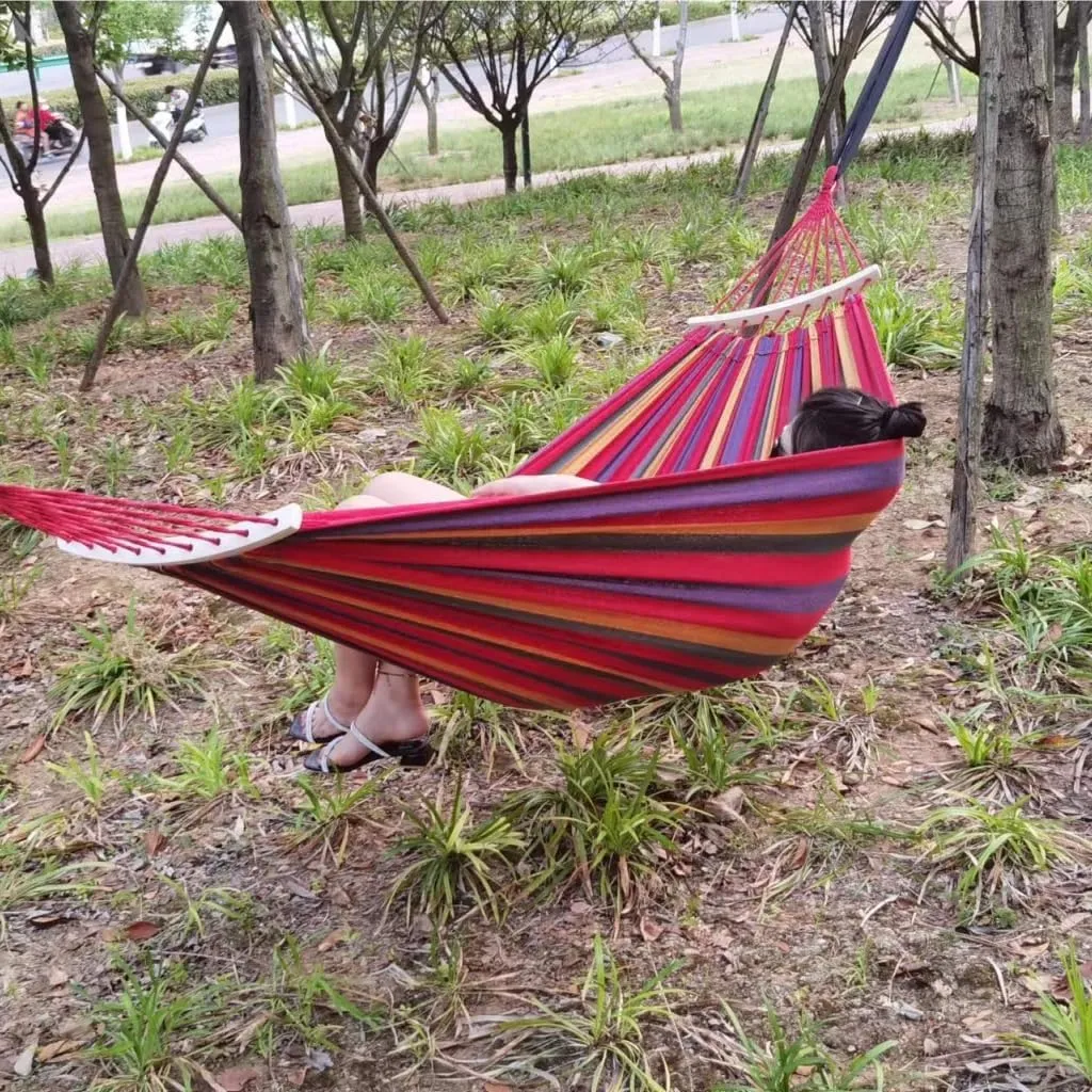 Hammocks Hammock Outdoor Swing Anti-Rollover Home Indoor Single Double Hanging Chair Adult Sleeping Fall Out of Bed Camping Hammocks(Red,Small)