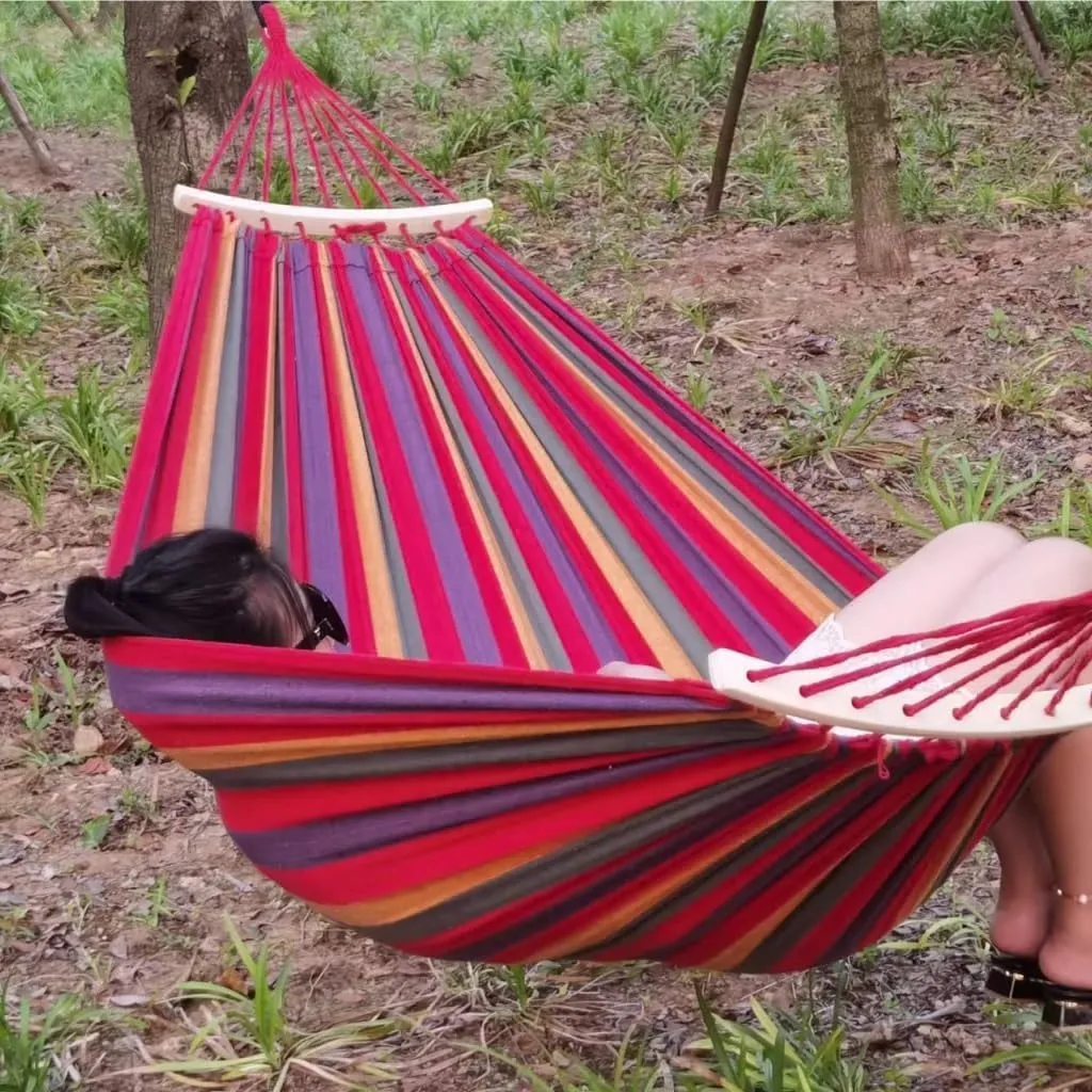 Hammocks Hammock Outdoor Swing Anti-Rollover Home Indoor Single Double Hanging Chair Adult Sleeping Fall Out of Bed Camping Hammocks(Red,Small)