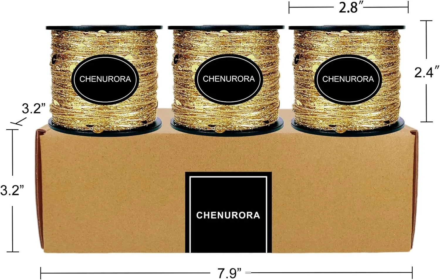 Hand-Blended Multifiber Multicolored Fancy Yarn with Golden Sequins for Knitting Crocheting Crafts DIY, Set of 3 Rolls (Gold)