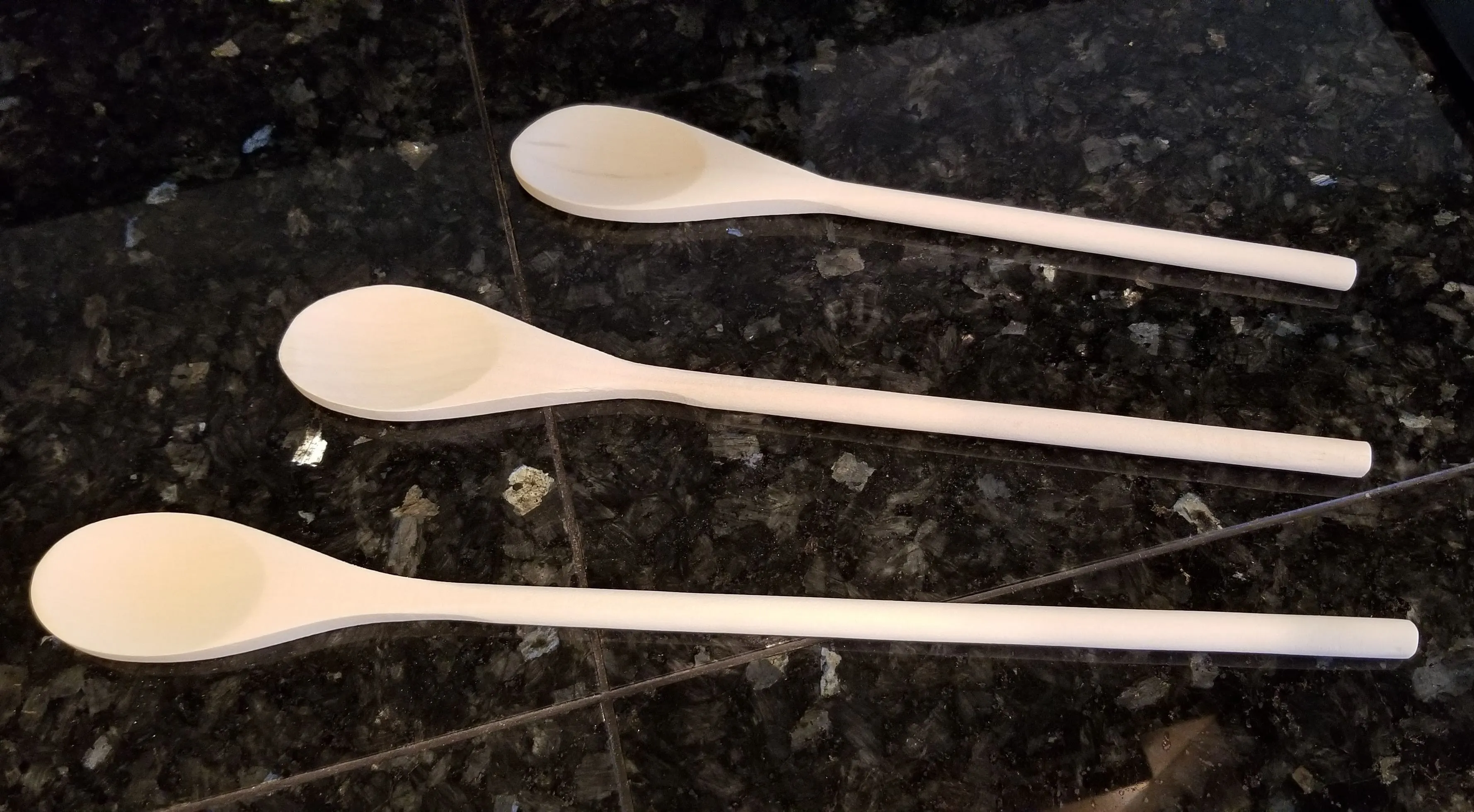 Handy Housewares 3 piece Long Handle Wooden Mixing Spoon Set - 10", 12" and 14" Long