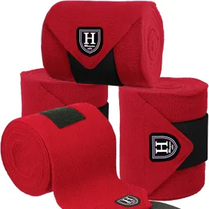 Harrison Howard Essential Horse Polo Leg Wraps Soft Fleece Leg Bandage for Horse Set of 4 Burgundy Large