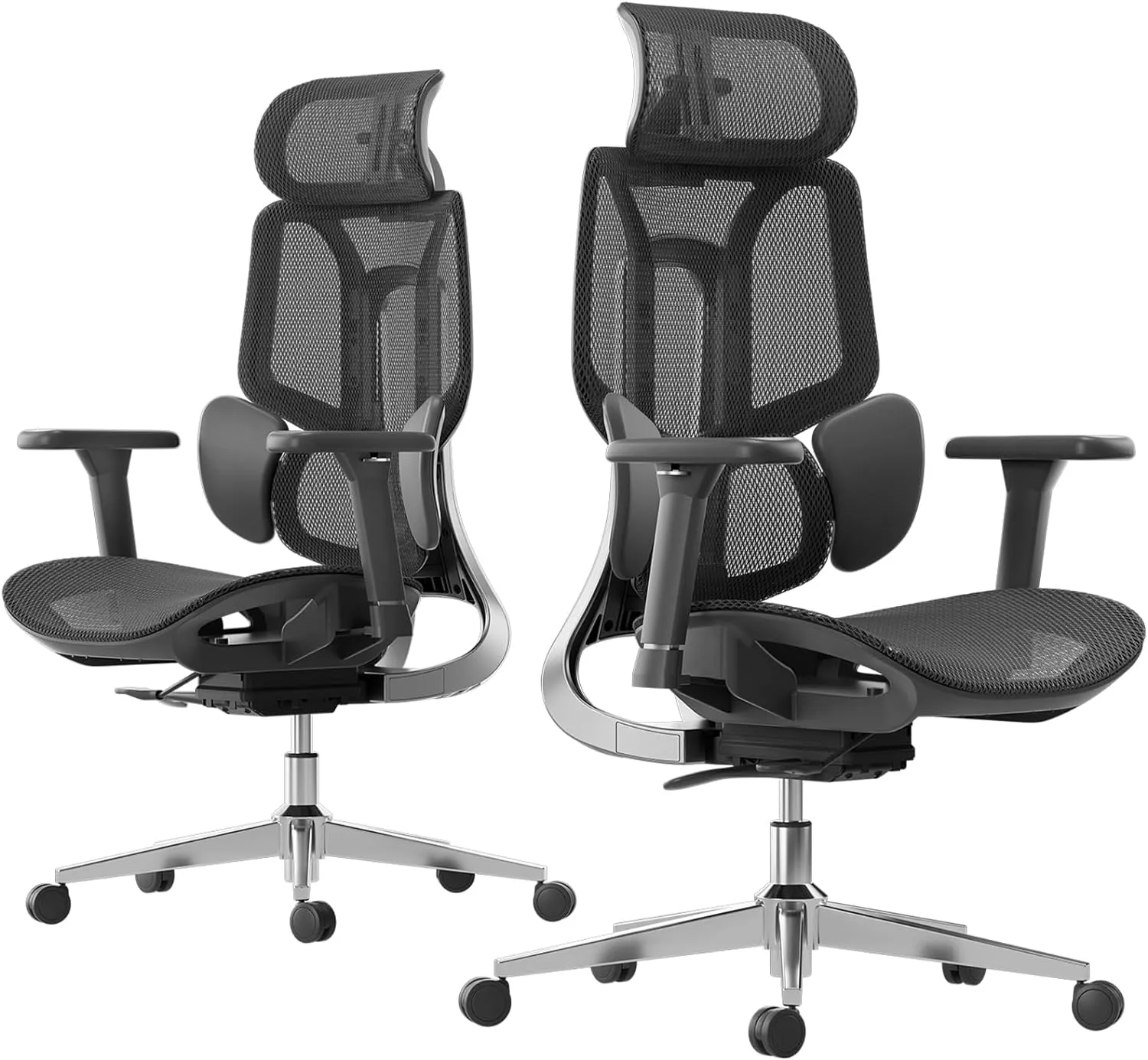 Hbada E3 Air Ergonomic Office Chair, Big and Tall Office Chair - with 3-Zone Dynamic Lumbar Support, 3D Adjustable Headrest, 3D Adjustable Armrests, Swivel, Black(No Footrest)