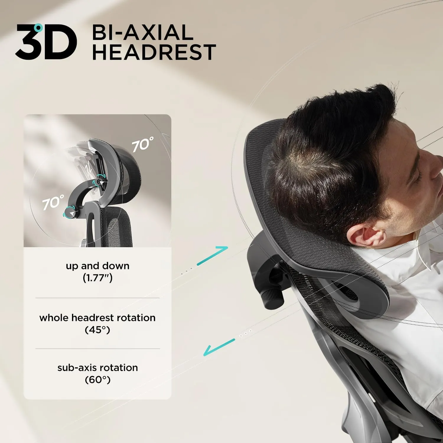 Hbada E3 Air Ergonomic Office Chair, Big and Tall Office Chair - with 3-Zone Dynamic Lumbar Support, 3D Adjustable Headrest, 3D Adjustable Armrests, Swivel, Black(No Footrest)