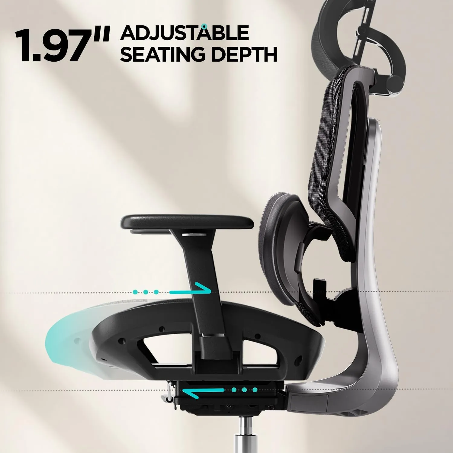 Hbada E3 Air Ergonomic Office Chair, Big and Tall Office Chair - with 3-Zone Dynamic Lumbar Support, 3D Adjustable Headrest, 3D Adjustable Armrests, Swivel, Black(No Footrest)