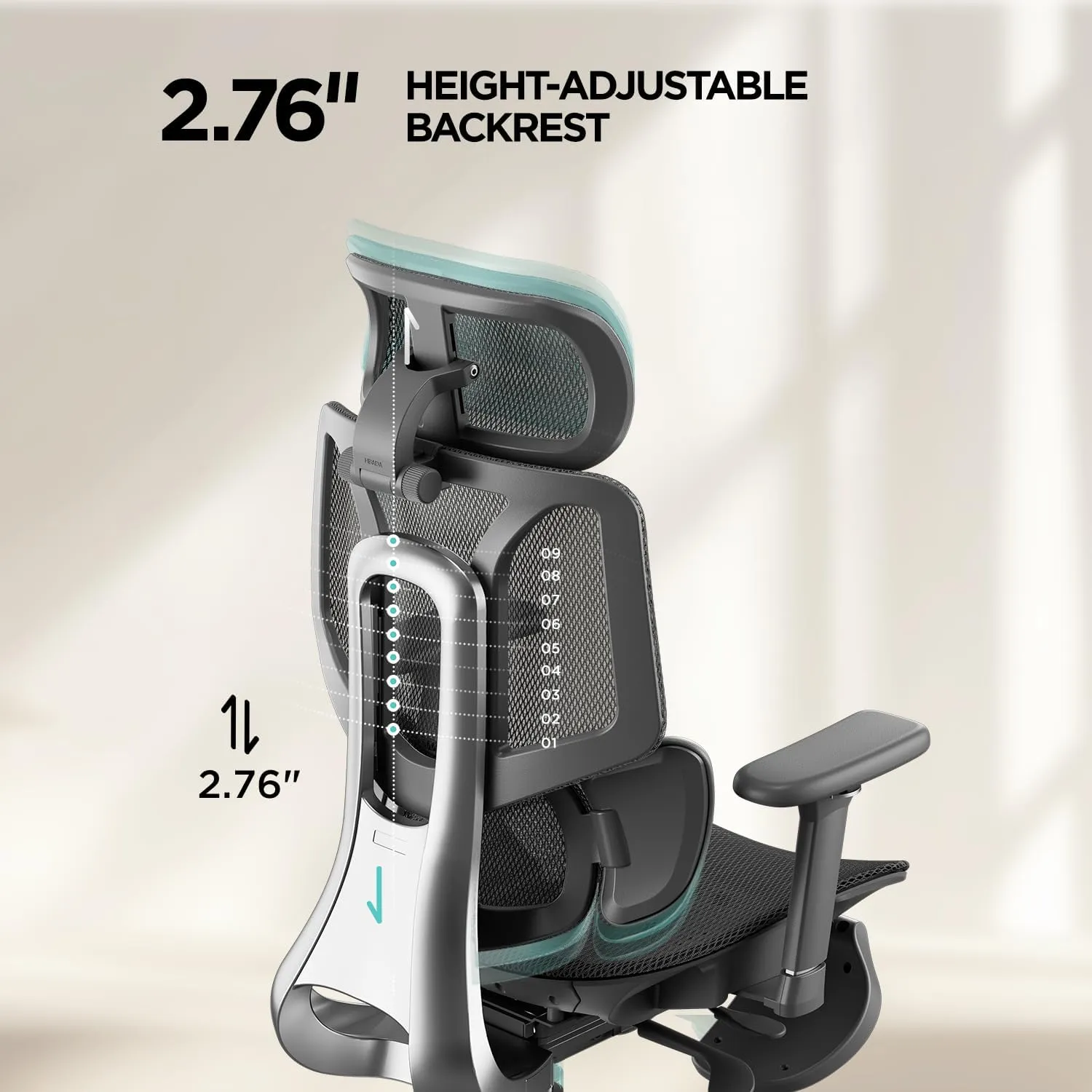 Hbada E3 Air Ergonomic Office Chair, Big and Tall Office Chair - with 3-Zone Dynamic Lumbar Support, 3D Adjustable Headrest, 3D Adjustable Armrests, Swivel, Black(No Footrest)