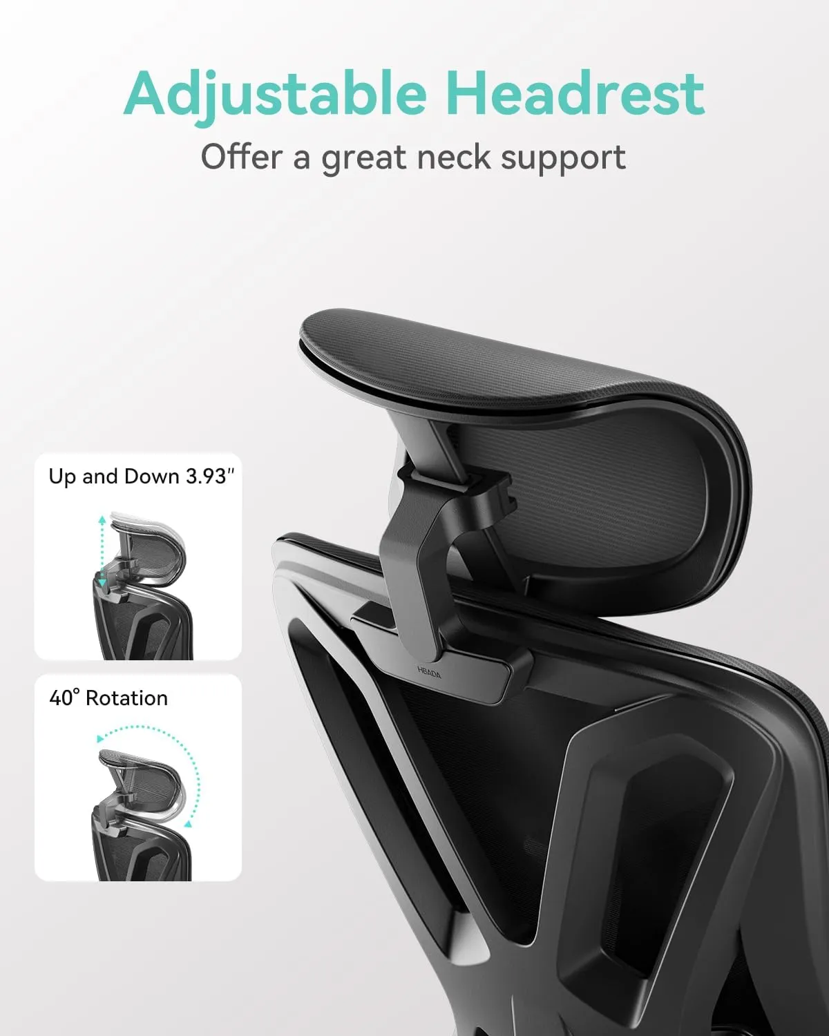 Hbada P5 Ergonomic Office Chair, Desk Chair with Adjustable Lumbar Support and Height, Comfortable Mesh Computer Chair with Footrest 2D Headrest, Swivel Tilt Function Black