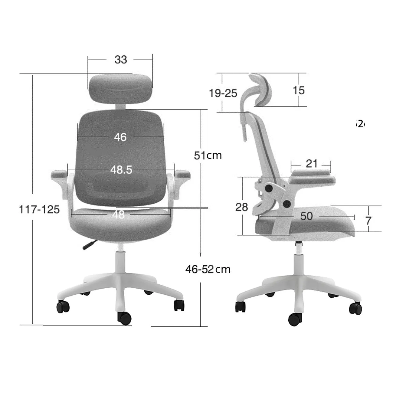 High Back Office Mesh Chair 1223BC-Grey