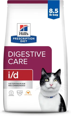 Hill's Prescription Diet i/d Digestive Care Chicken Flavor Dry Cat Food, Veterinary Diet, 8.5 lb. Bag