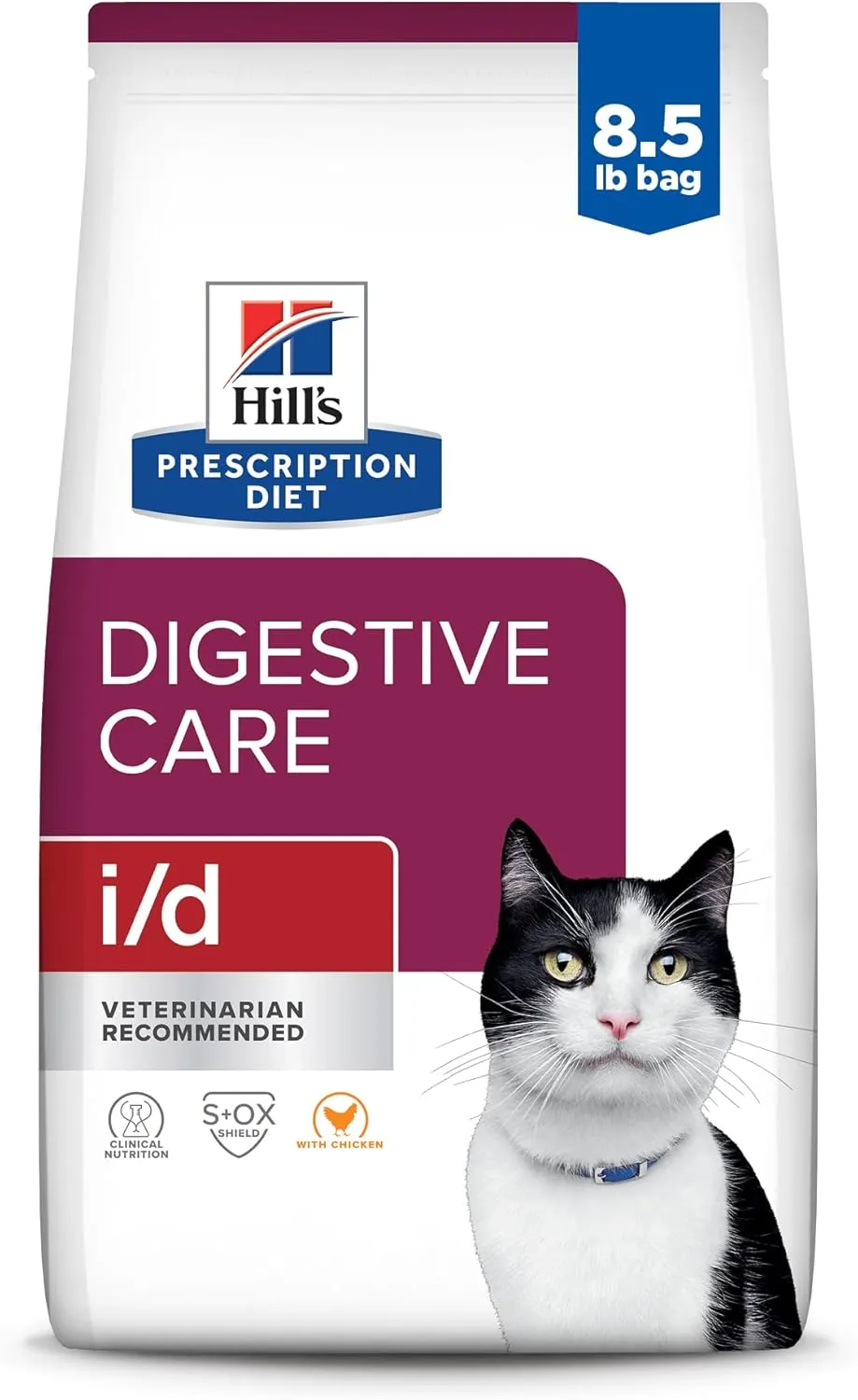 Hill's Prescription Diet i/d Digestive Care Chicken Flavor Dry Cat Food, Veterinary Diet, 8.5 lb. Bag