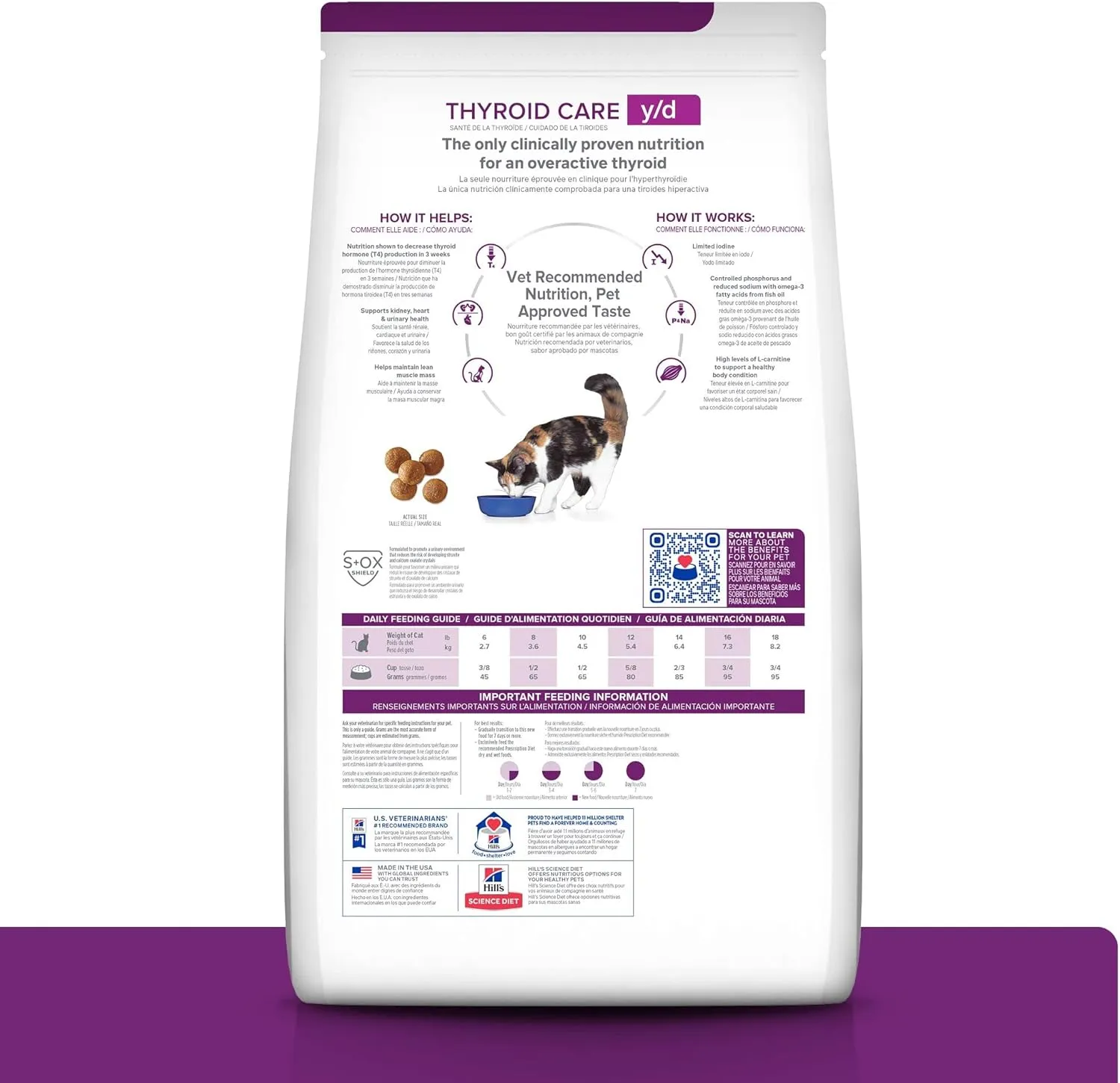Hill's Prescription Diet y/d Thyroid Care Dry Cat Food, Veterinary Diet, 8.5 lb. Bag