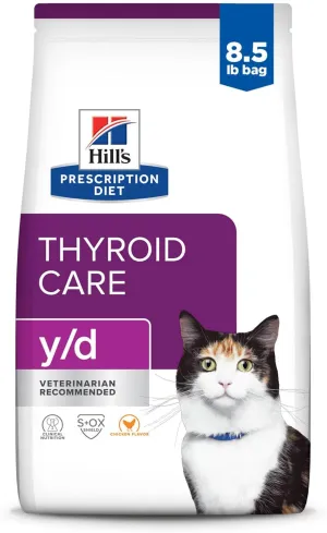 Hill's Prescription Diet y/d Thyroid Care Dry Cat Food, Veterinary Diet, 8.5 lb. Bag