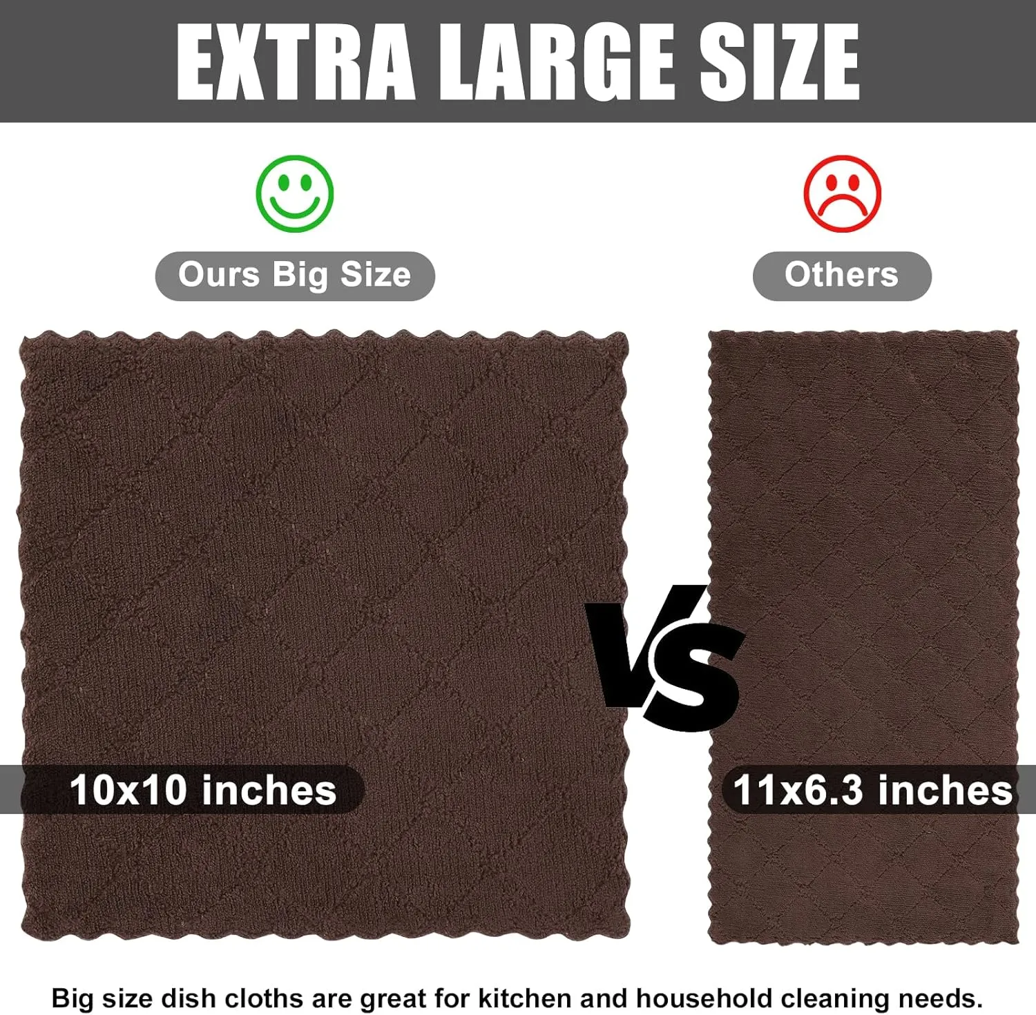 Homaxy 12 Pack Kitchen Dish Cloths (10 x 10 Inches, Brown), Super Soft and Absorbent Coral Velvet Dish Towels, Nonstick Oil Fast Drying Microfiber Cleaning Cloth, No Lint Household Dishcloths