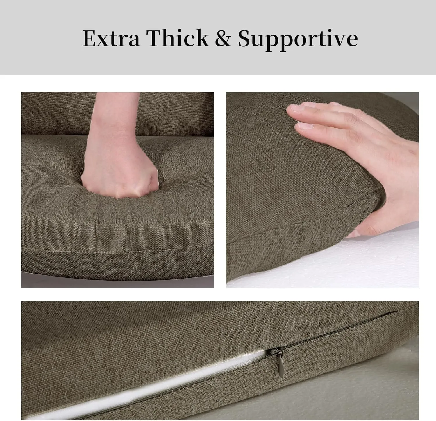 HOMBYS 5 PCS Glider Rocker Replacement Cushions with Storage Side Pocket,Linen-Like Fabric, Foam & Microfiber Filling, Non-Slip & Washable,Thickened & Supportive for Glider Rocking Chair,Coffee