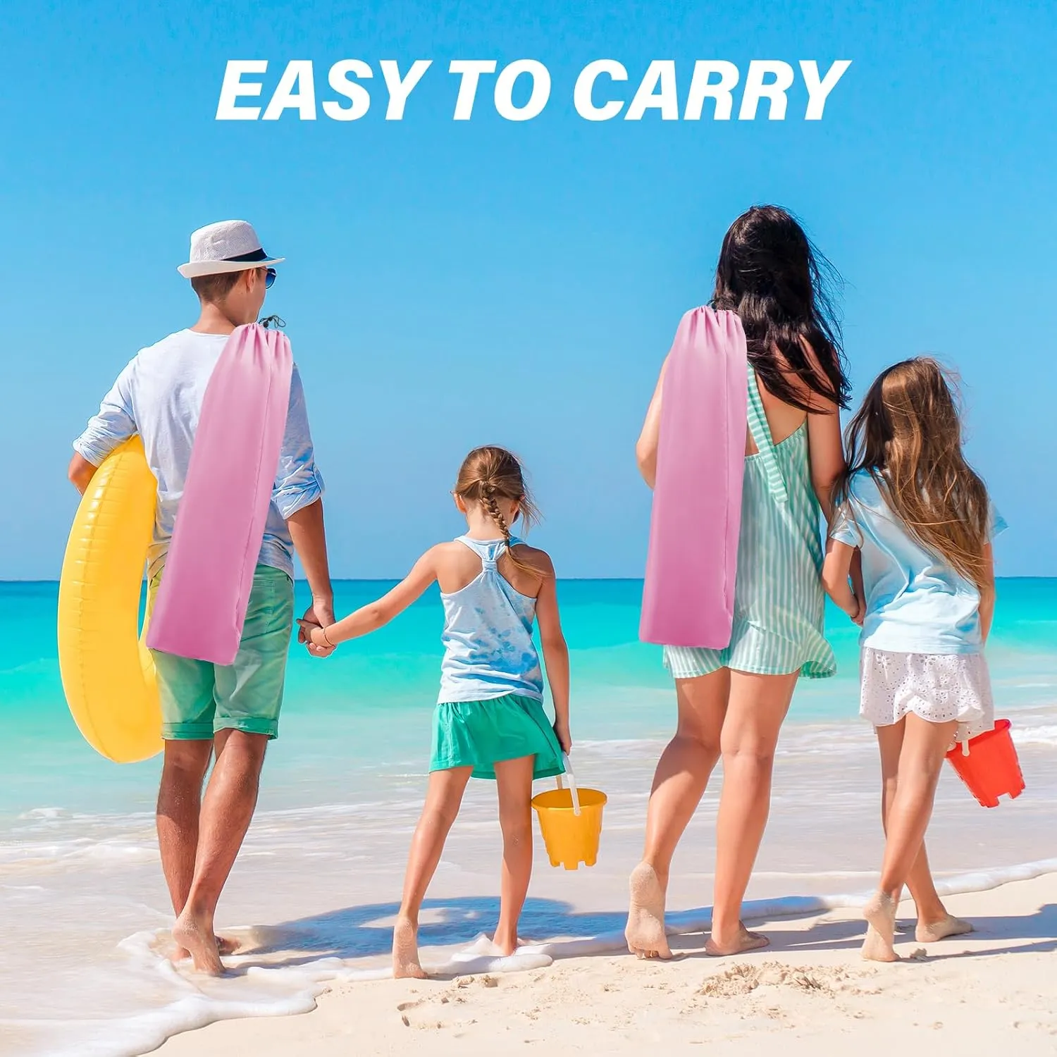 Homcosan Portable Low Folding Beach Chairs Set of 2 - Lightweight Camping Chairs for Adults with Cup Holder & Storage Pockets, Carry Bag Included (Pink & Yellow)