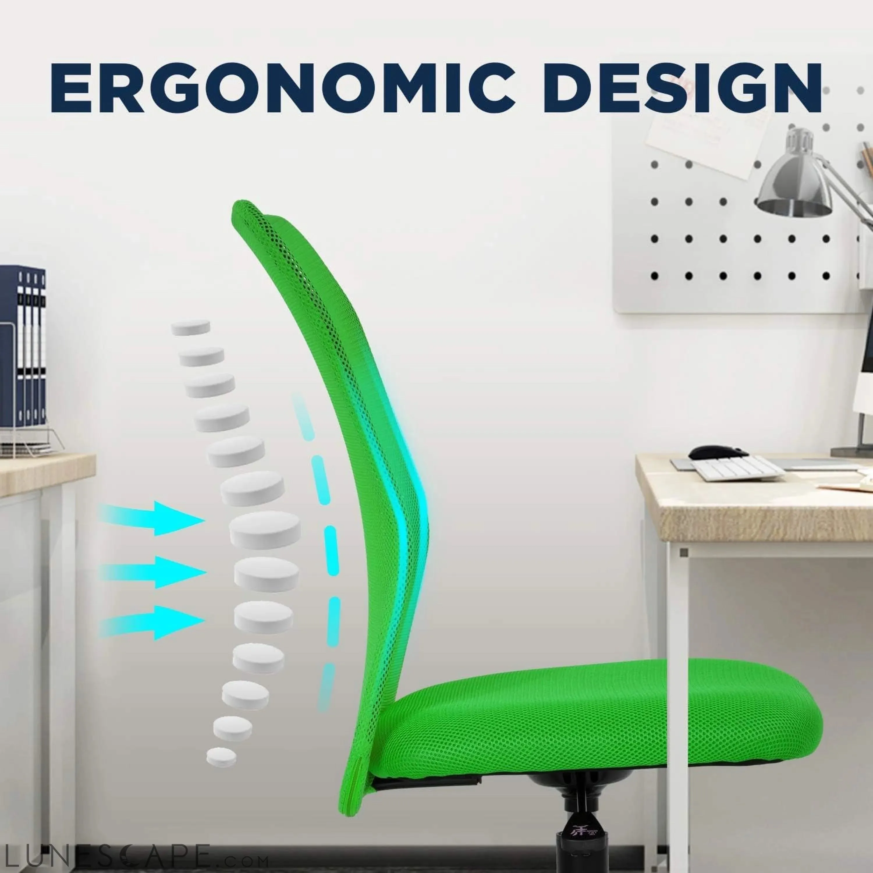 Home Office Chair Mid Back Mesh Desk Chair Armless Computer Chair