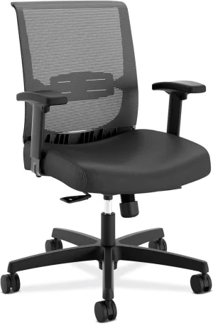HON Convergence Ergonomic Office Chair, Breathable Back Support Mesh, Adjustable Arms, Lumbar Support, Rolling Swivel Wheels, Comfortable Synchro-Tilt Recline - Vinyl