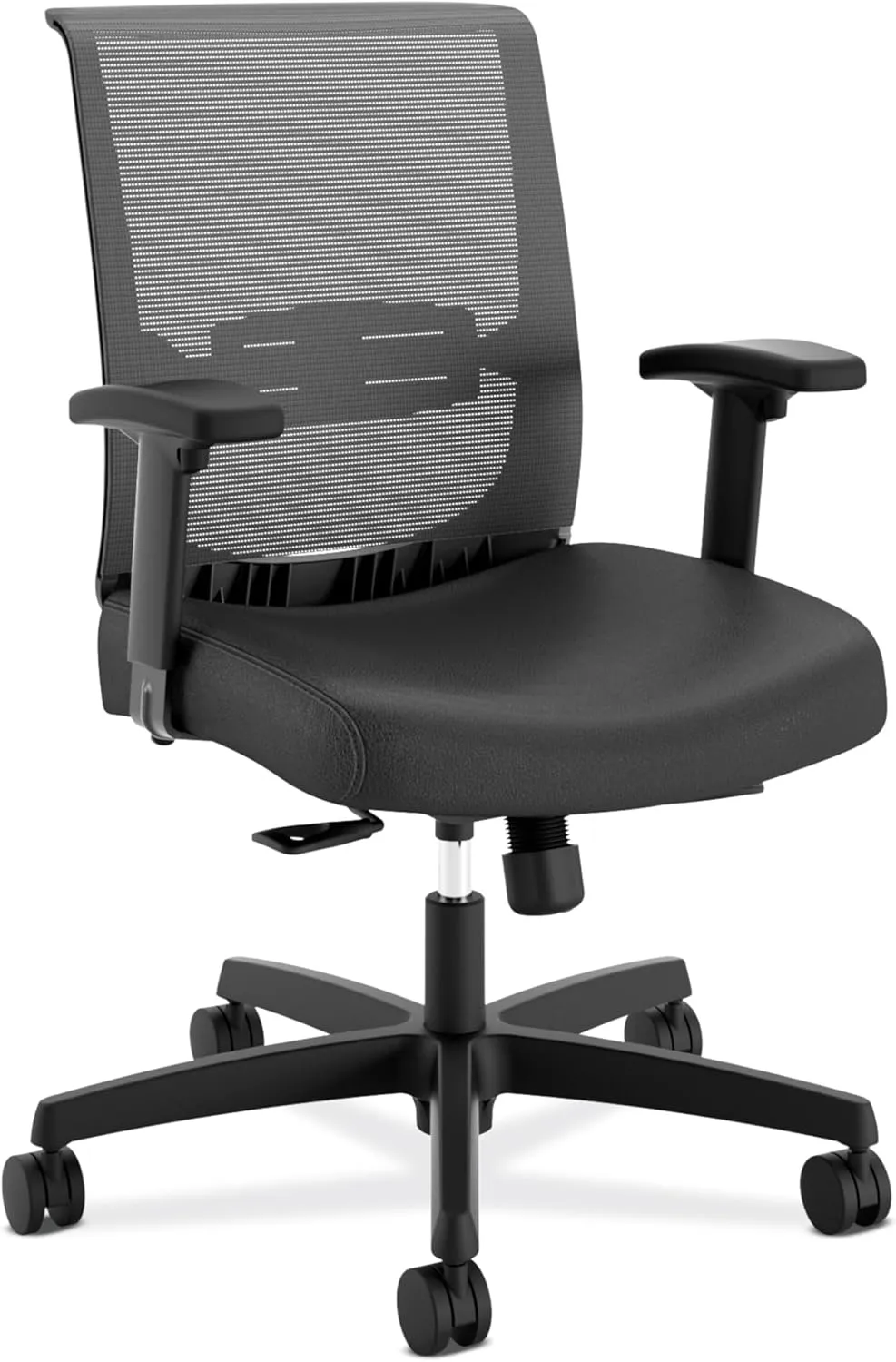 HON Convergence Ergonomic Office Chair, Breathable Back Support Mesh, Adjustable Arms, Lumbar Support, Rolling Swivel Wheels, Comfortable Synchro-Tilt Recline - Vinyl