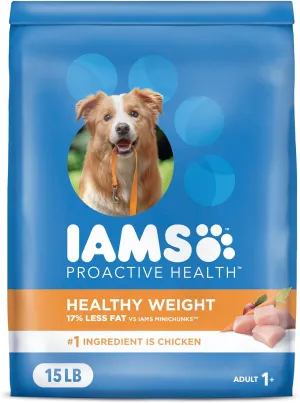 IAMS Adult Healthy Weight Control Dry Dog Food with Real Chicken, 15 lb. Bag