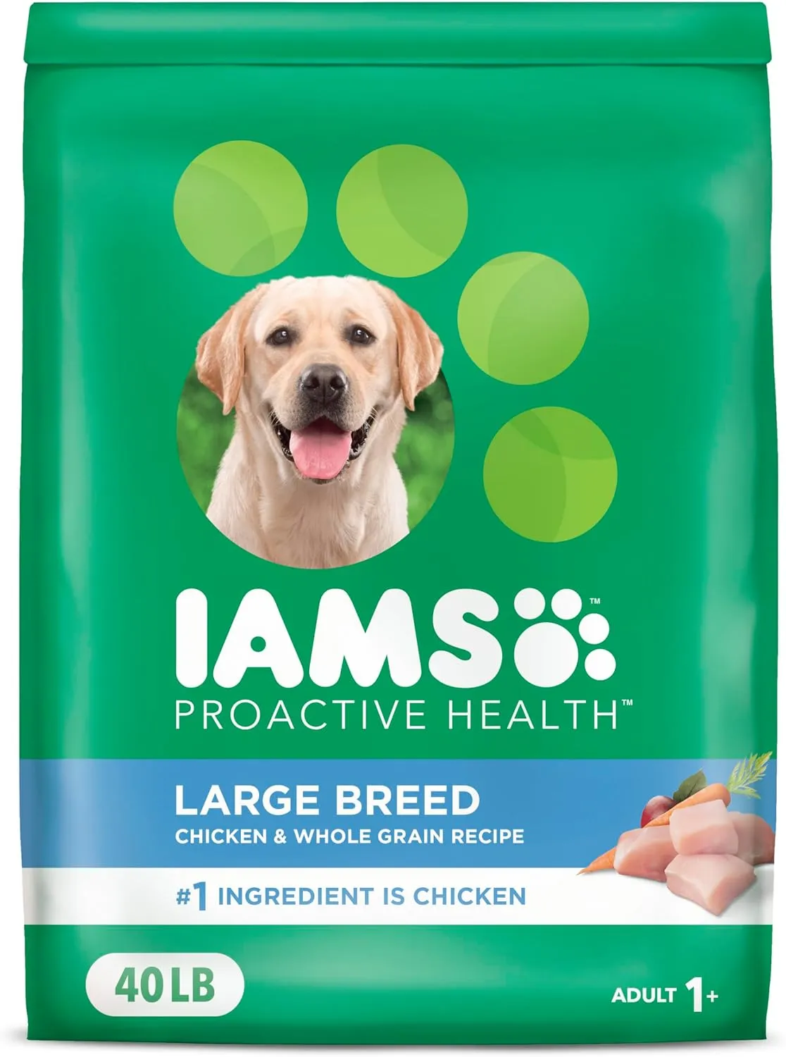 IAMS Adult High Protein Large Breed Dry Dog Food with Real Chicken, 40 lb. Bag