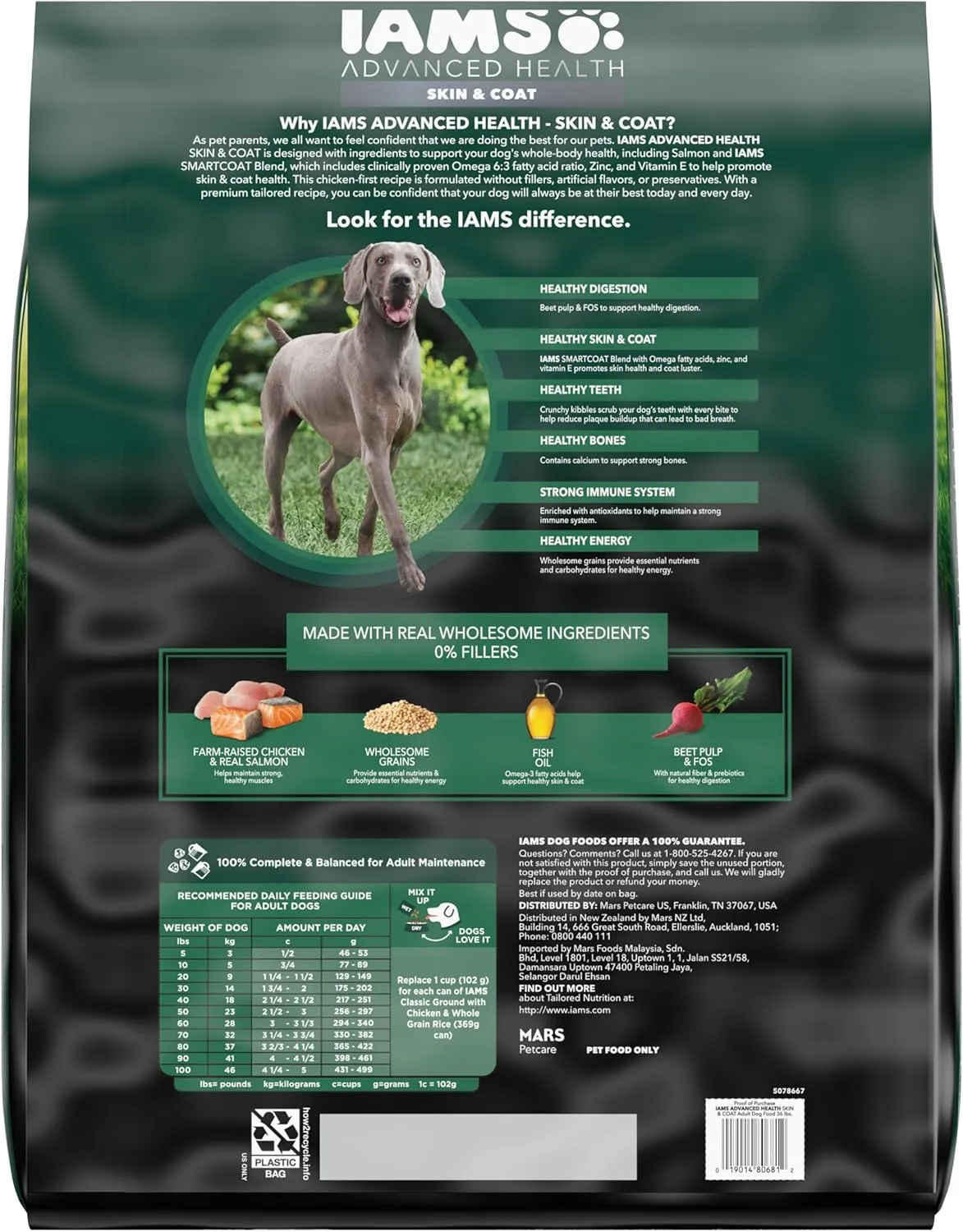 IAMS Advanced Health Skin & Coat Chicken and Salmon Recipe Adult Dry Dog Food, 36 lb. Bag Brown