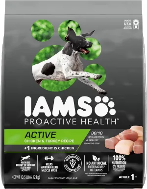 IAMS Proactive Health Adult Active Dry Dog Food with Chicken and Turkey, 13.5 lb. Bag