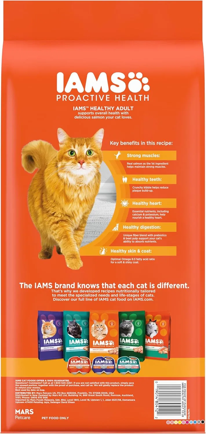IAMS Proactive Health Adult Healthy Dry Cat Food with Salmon, 7 lb. Bag