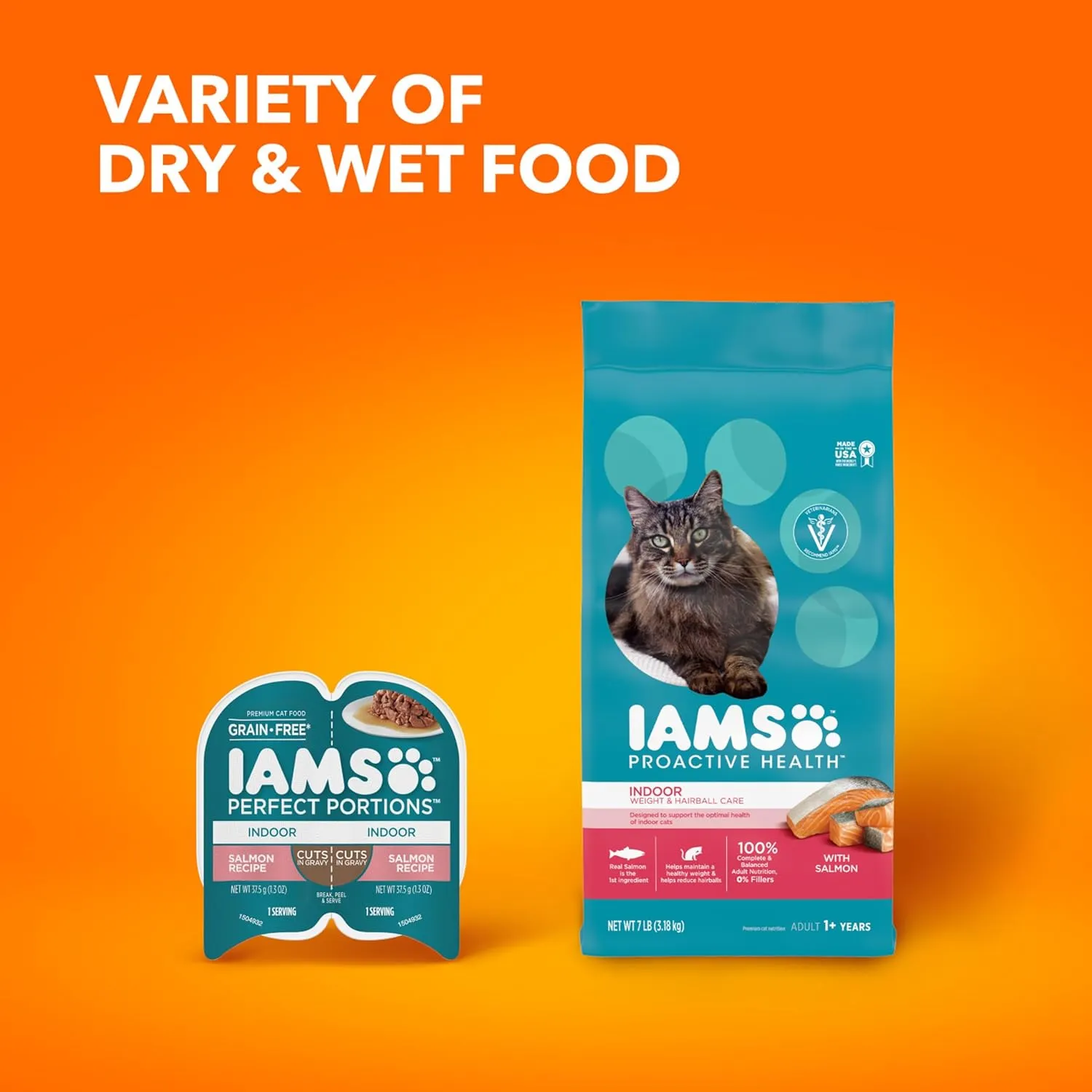 IAMS Proactive Health Adult Indoor Weight & Hairball Care Dry Cat Food with Salmon, 16 lb. Bag