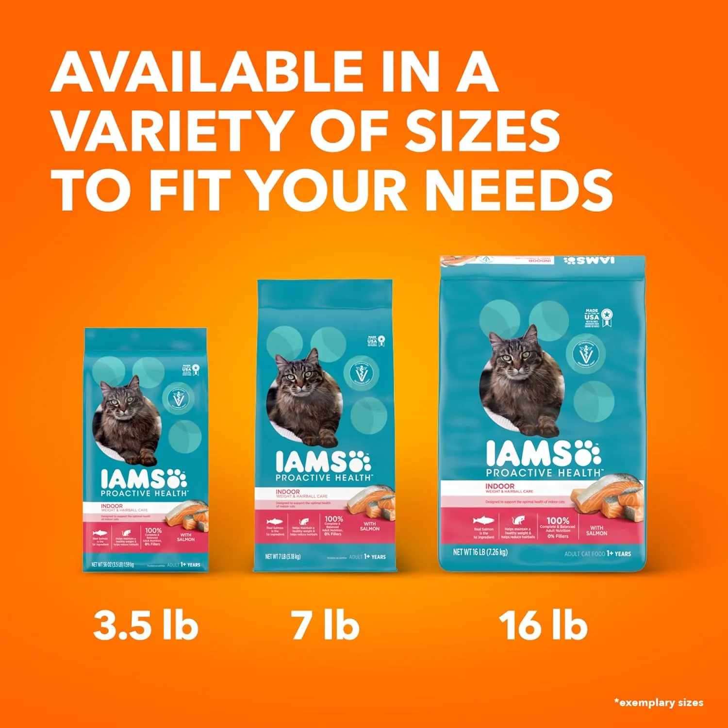 IAMS Proactive Health Adult Indoor Weight & Hairball Care Dry Cat Food with Salmon, 16 lb. Bag
