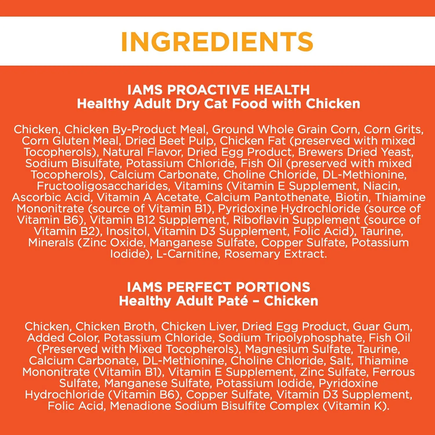 Iams Proactive Health Healthy Adult Dry Cat Food and Grain Free Paté Wet Cat Food, Chicken Recipes