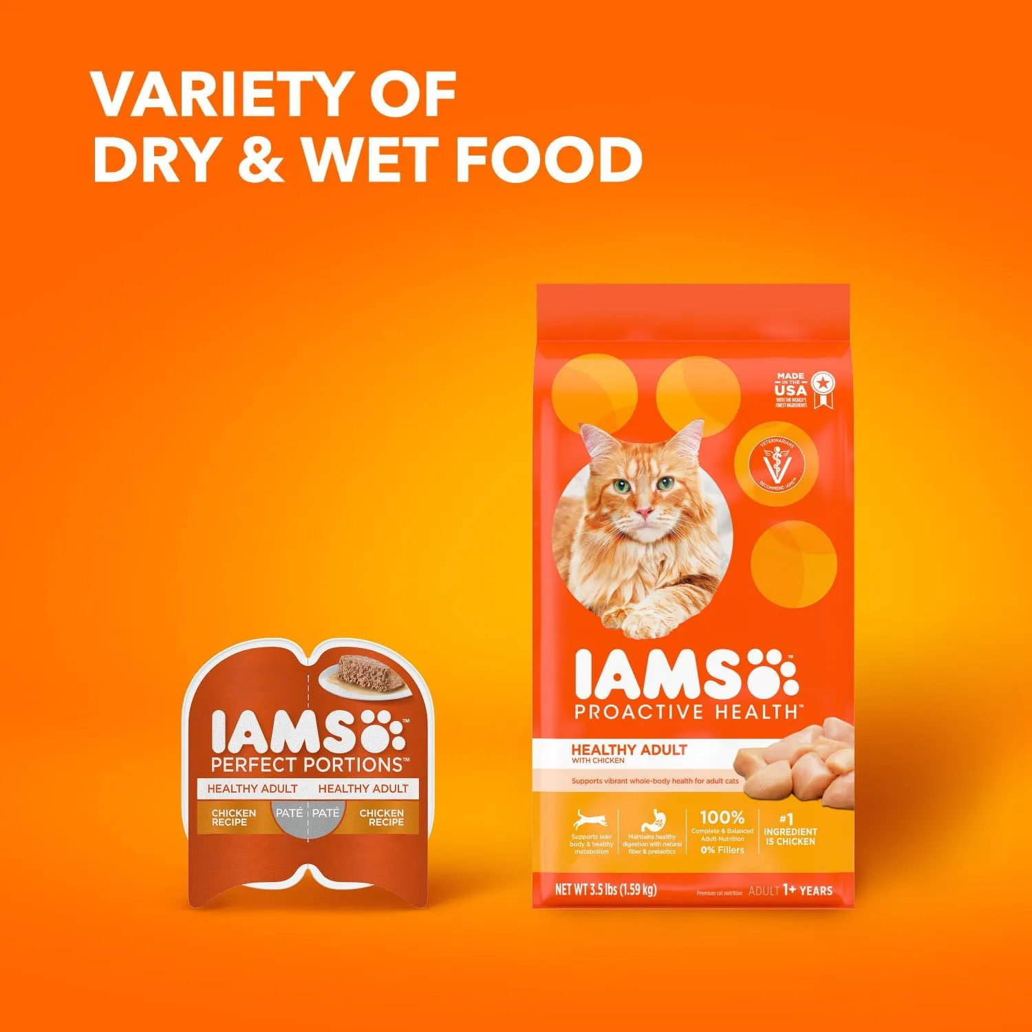 IAMS Proactive Health Healthy Adult Dry Cat Food with Chicken, 22 lb. Bag