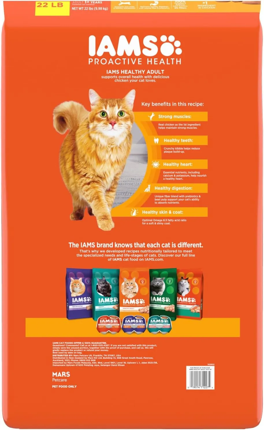 IAMS Proactive Health Healthy Adult Dry Cat Food with Chicken, 22 lb. Bag