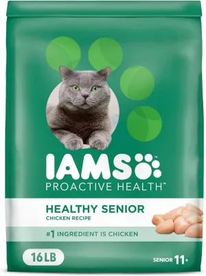 IAMS PROACTIVE HEALTH Healthy Senior Dry Cat Food with Chicken Cat Kibble, 16 lb. Bag