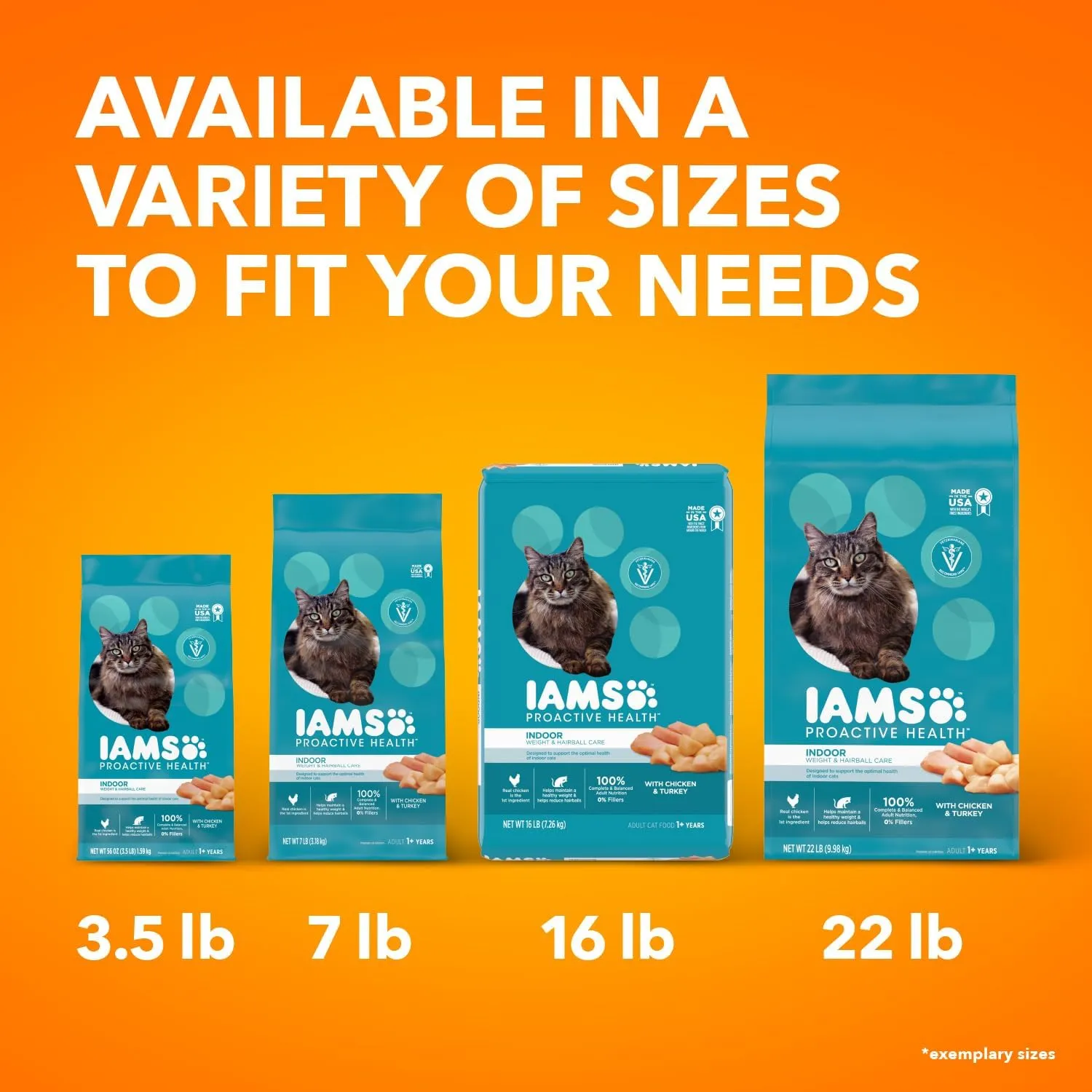 IAMS Proactive Health Indoor Weight & Hairball Care Adult Dry Cat Food with Real Chicken and Turkey, 16 lb. Bag