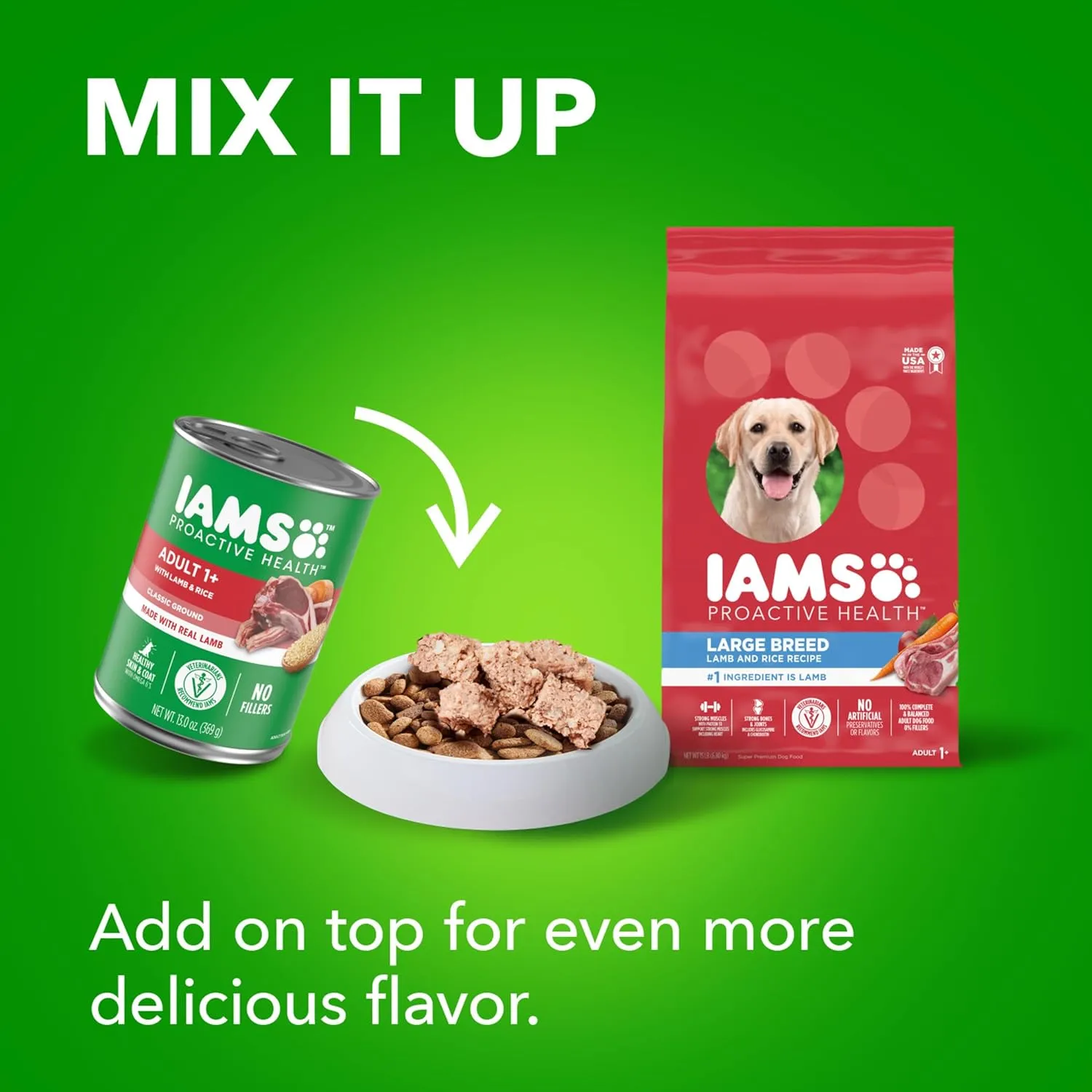 IAMS Proactive Health Large Breed Adult Dry Dog Food Lamb & Rice Recipe, 40 lb. Bag