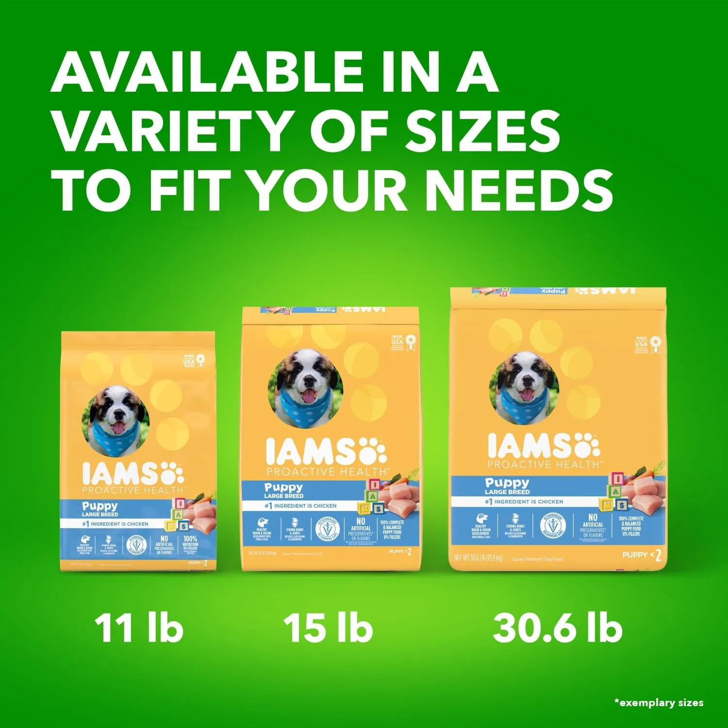 IAMS Smart Puppy Large Breed Dog Food Dry with Real Chicken, 30.6 lb. Bag