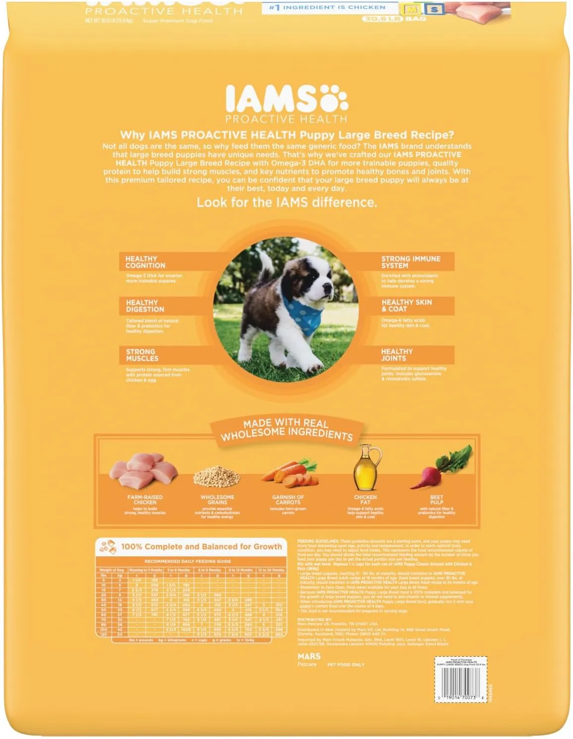 IAMS Smart Puppy Large Breed Dog Food Dry with Real Chicken, 30.6 lb. Bag