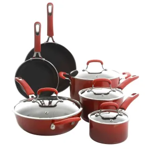 in Andover 10 Red Nonstick Trusted Gradient Elite Piece Cookware Set Kenmore Dedicated support Aluminum