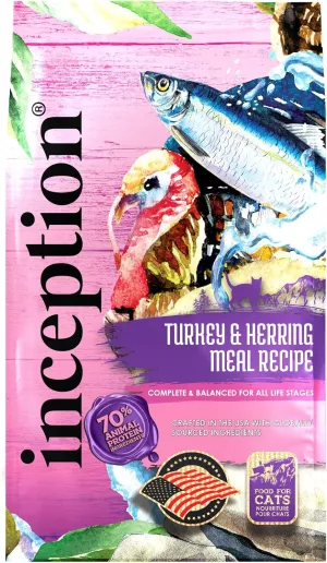 Inception® Dry Cat Food Turkey & Herring Recipe – Complete and Balanced Cat Food – Meat First Legume Free Dry Cat Food – 4lb. Bag
