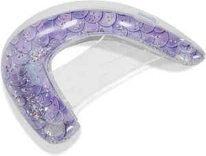 Inflatable Pool Floats Chair Adults Mermaid with Cup Holders Glitter Pool Floaties Tube Chair Water Loungers for Swimming Pools Summer Parties(Light Purple)