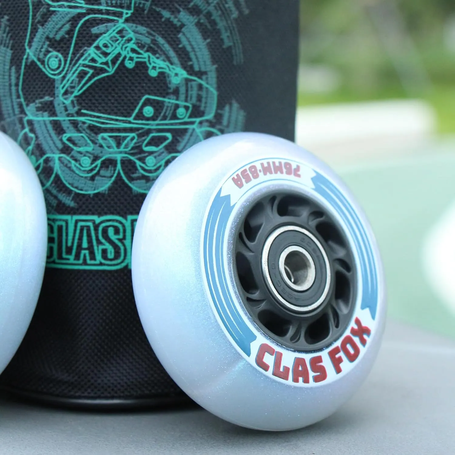 Inline Skate Replacement Wheels With Wheels Bag 72mm/76mm with Bearings ABEC-9 and Floating Spacers for Blades Roller Hockey Skates, 85A Indoor & Outdoor (8-Pack) (76MM)
