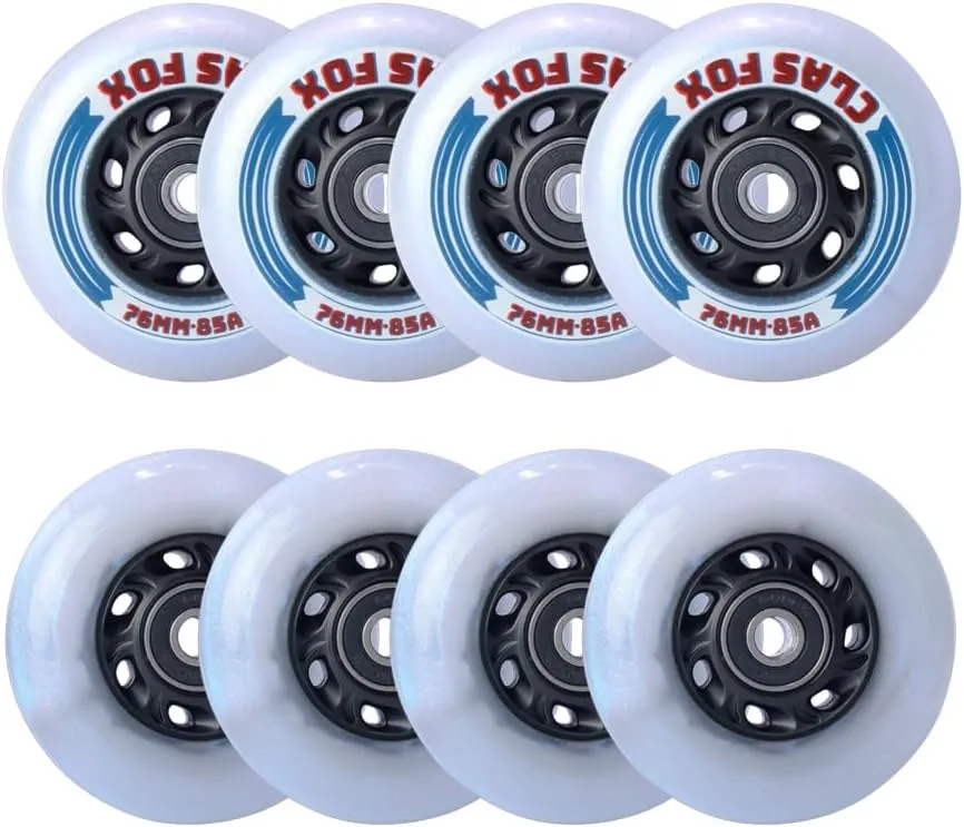 Inline Skate Replacement Wheels With Wheels Bag 72mm/76mm with Bearings ABEC-9 and Floating Spacers for Blades Roller Hockey Skates, 85A Indoor & Outdoor (8-Pack) (76MM)