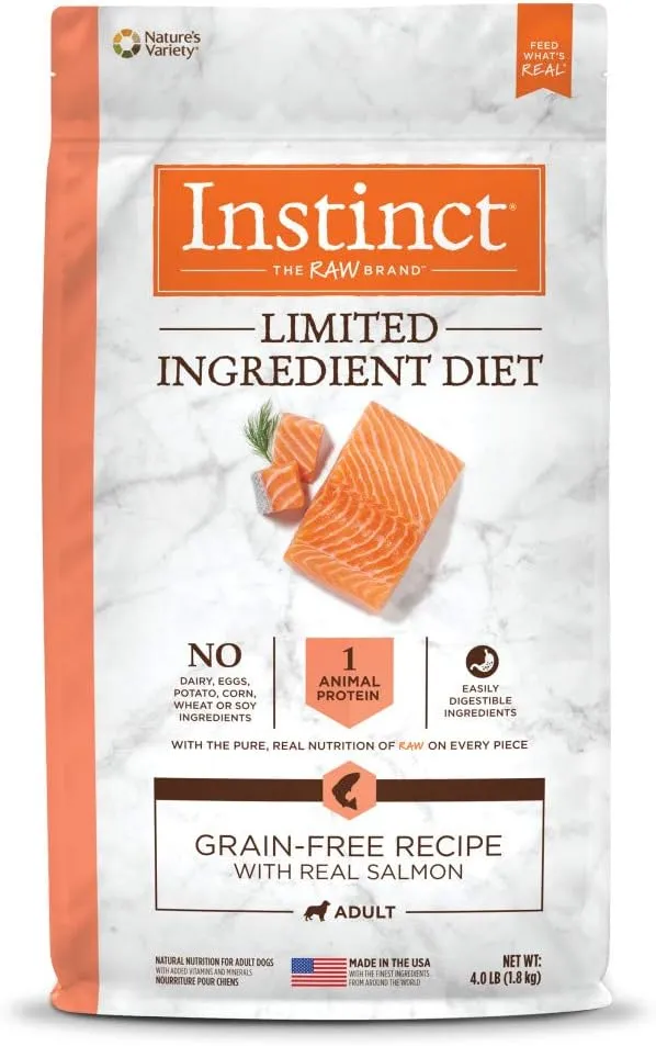 Instinct Limited Ingredient Diet, Natural Dry Dog Food, Grain Free Recipe - Real Salmon, 4 lb. Bag