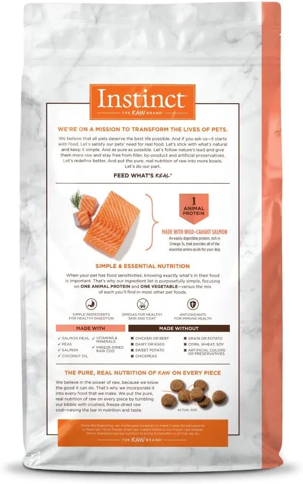 Instinct Limited Ingredient Diet, Natural Dry Dog Food, Grain Free Recipe - Real Salmon, 4 lb. Bag