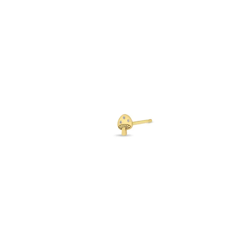 Itty Bitty Diamond Mushroom Stud in Yellow Gold