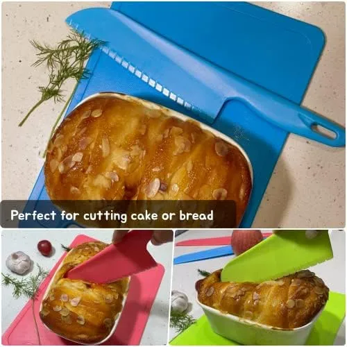 jawbush 11" Plastic Serrated Bread Knife to Cut Veggies, Salad, Cake or Brownies, Professional Lettuce Knife to Prevent Browning, Nylon Knife for Nonstick Pans, Durable and BPA free, Orange