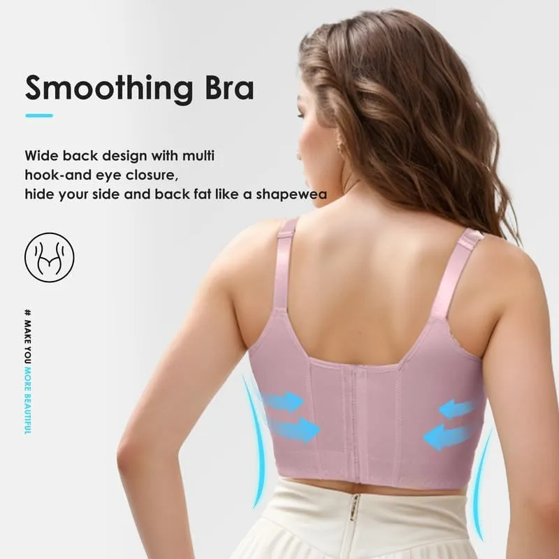 JishinGal Women's Push Up Bra Hide Back Fat Full Coverage Uplift Shapewear Bras for Women Back Fat Smoothing