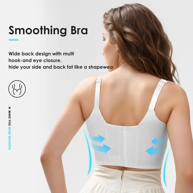 JishinGal Women's Push Up Bra Hide Back Fat Full Coverage Uplift Shapewear Bras for Women Back Fat Smoothing