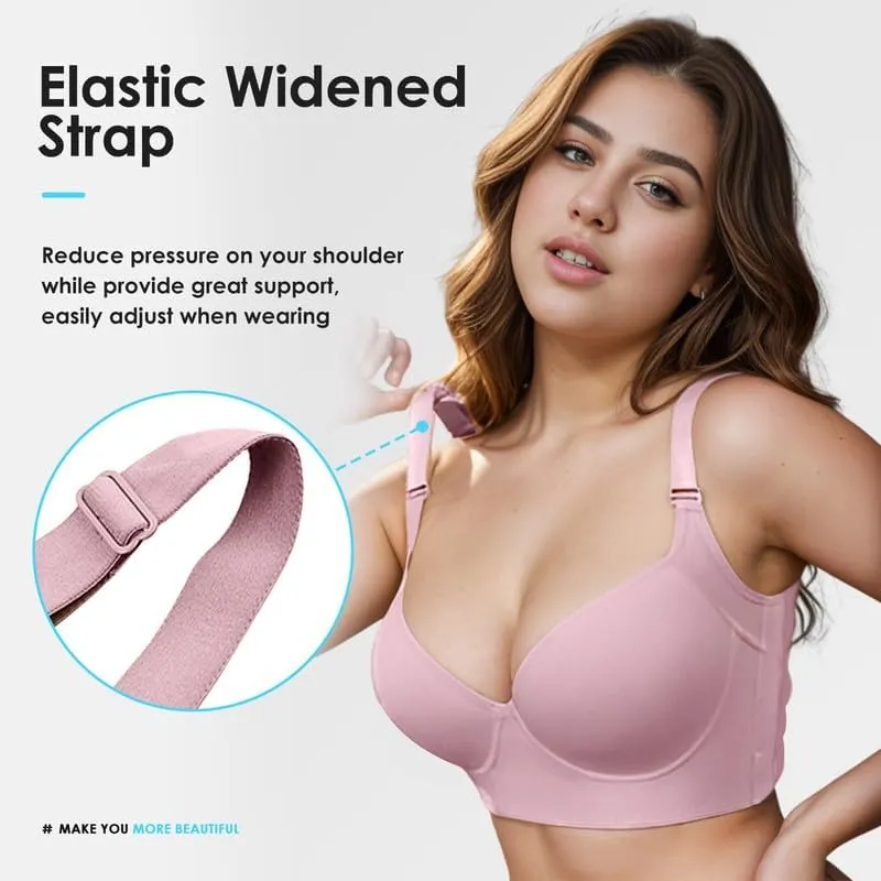 JishinGal Women's Push Up Bra Hide Back Fat Full Coverage Uplift Shapewear Bras for Women Back Fat Smoothing