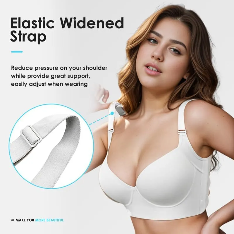 JishinGal Women's Push Up Bra Hide Back Fat Full Coverage Uplift Shapewear Bras for Women Back Fat Smoothing