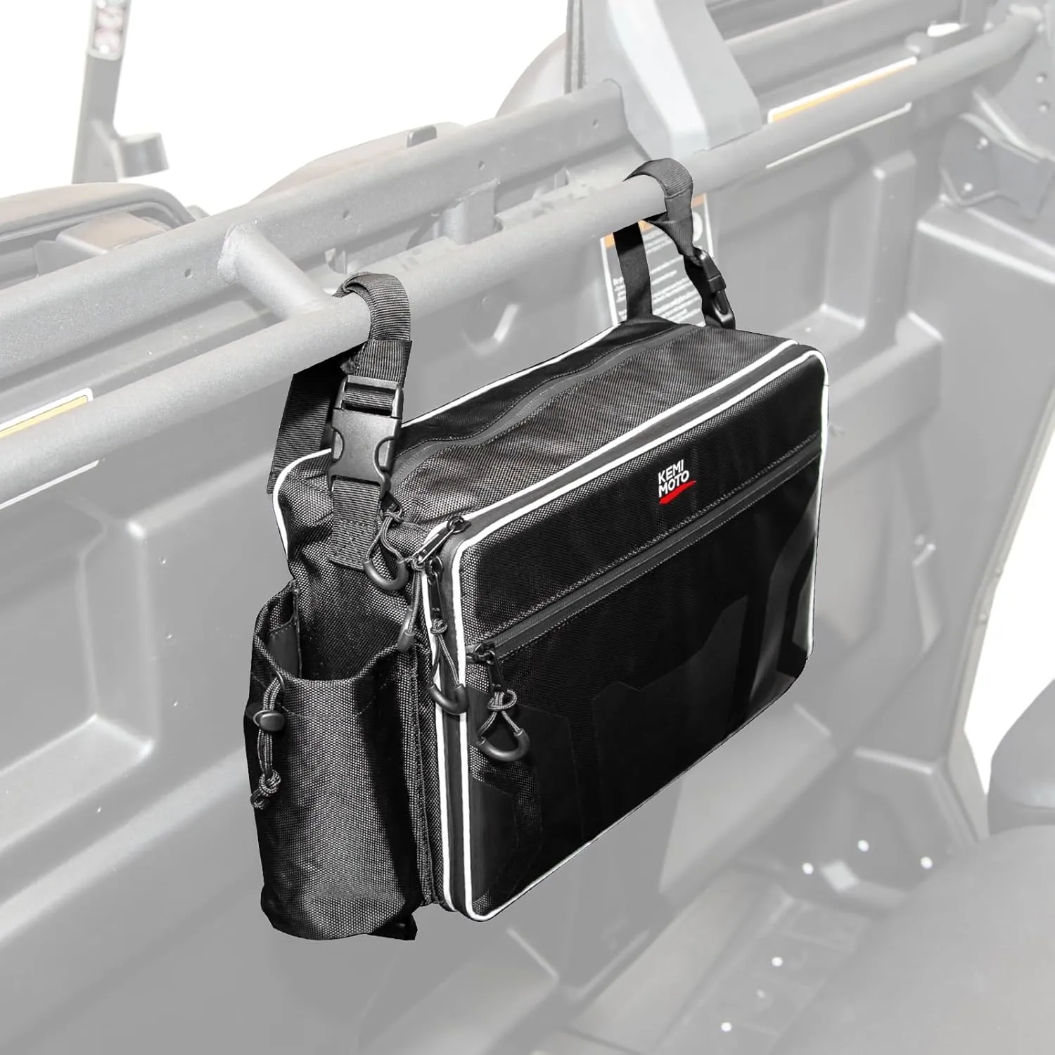 KEMIMOTO Multi-Functional Seat Back Storage Bag - Compatible with Pioneer Talon RZR, Can-Am Defender (4 Door Only), 1680D Water Resistant Roll Bar Bag